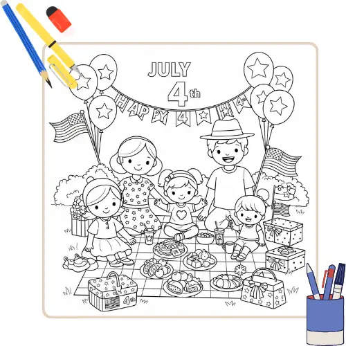 4th of July kleurplaat thumbnail