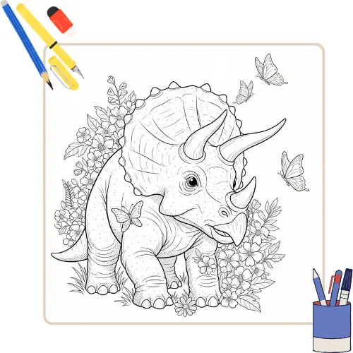 Kleurplaat Triceratops thumbnail