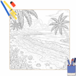 Kleurplaat van Strand thumbnail