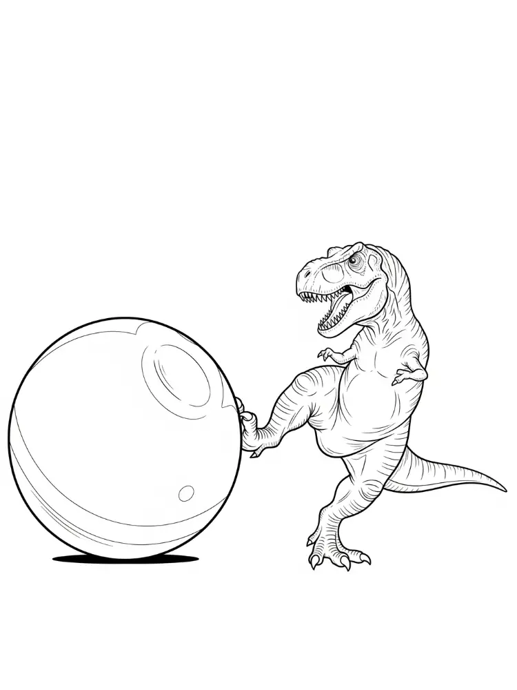T-Rex kleurplaat 10 T Rex bal kleurplaat