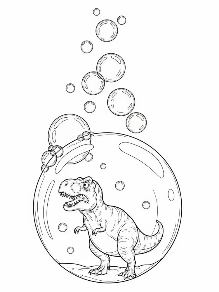 T-Rex kleurplaat 11 T Rex bubbel kleurplaat