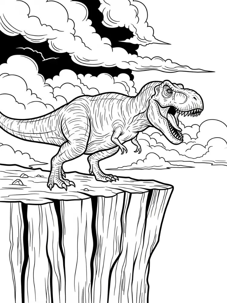 T-Rex kleurplaat 28 T Rex klif kleurplaat