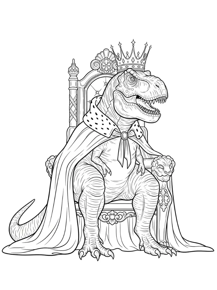 T-Rex kleurplaat 27 T Rex koning kleurplaat
