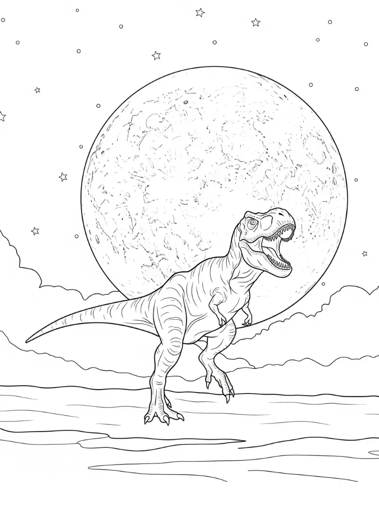 T-Rex kleurplaat 25 T Rex maan kleurplaat