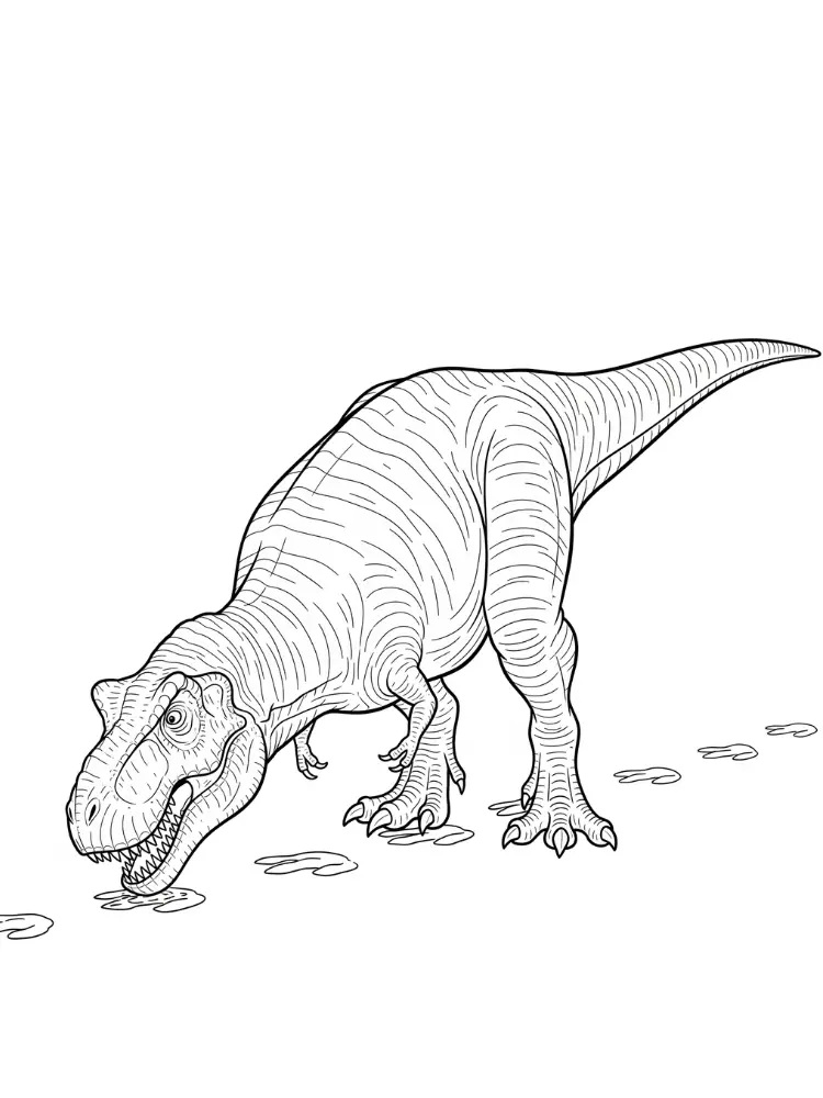 T-Rex kleurplaat 20 T Rex sporen kleurplaat