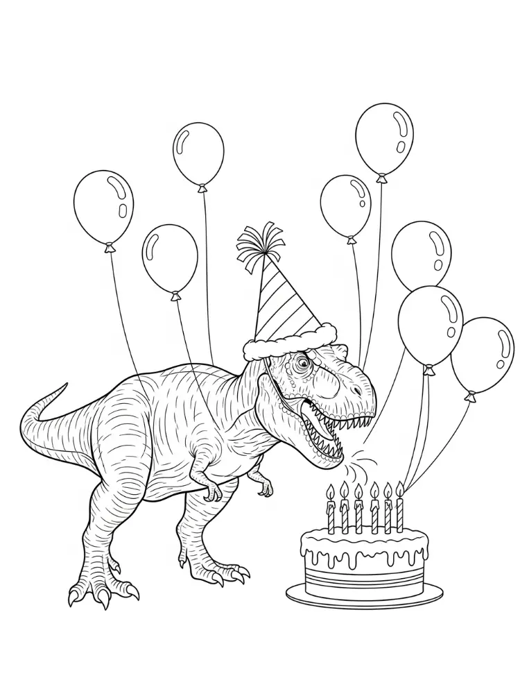 T-Rex kleurplaat 19 T Rex verjaardag kleurplaat