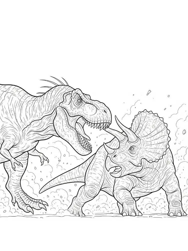 T-Rex kleurplaat 17 T Rex vs Triceratops kleurplaat
