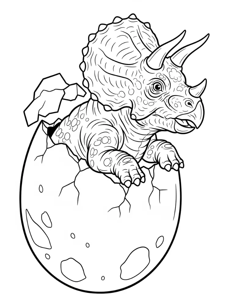 Kleurplaat Triceratops 9 baby triceratops uit ei kleurplaat