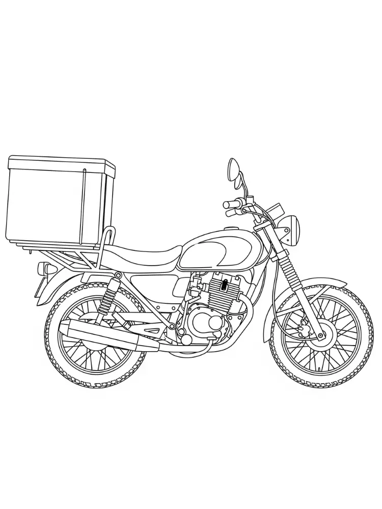 Kleurplaat Motor 10 bezorgmotor met koelbox kleurplaat