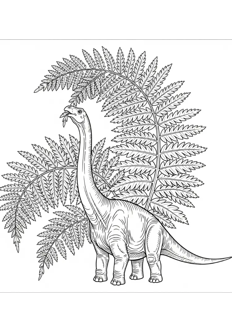 Kleurplaat Brontosaurus 31 brontosaurus en varens kleurplaat
