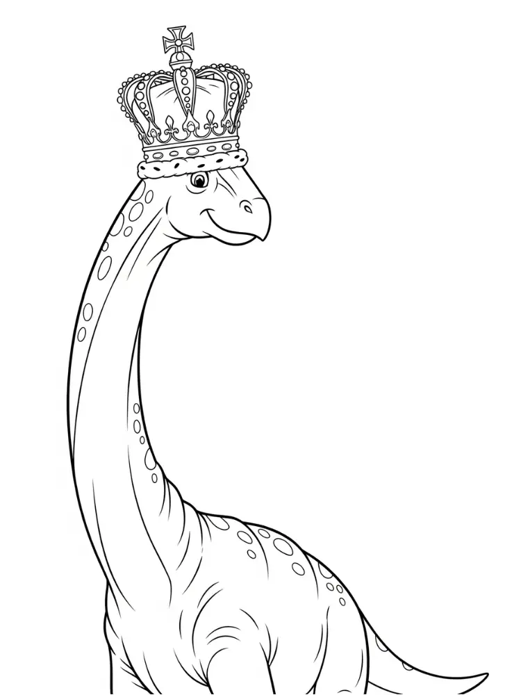 Kleurplaat Brontosaurus 24 brontosaurus met kroon kleurplaat