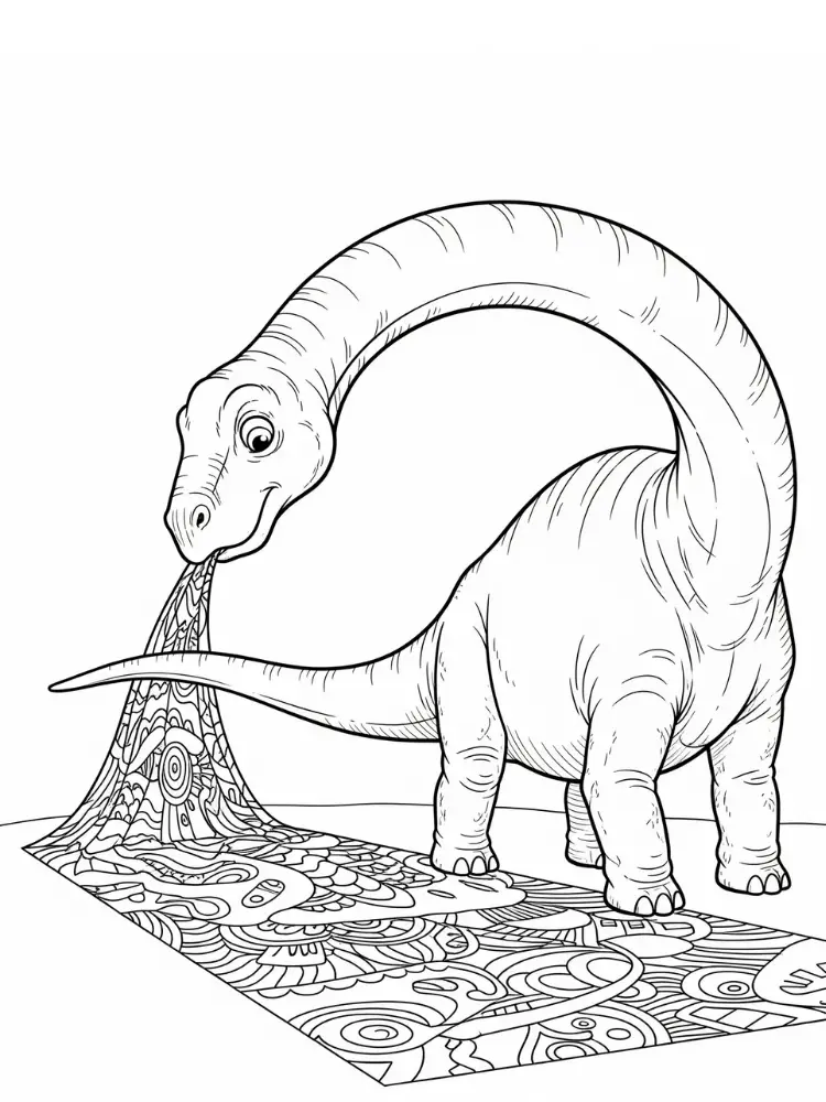 Kleurplaat Brontosaurus 23 brontosaurus met kunstwerk kleurplaat