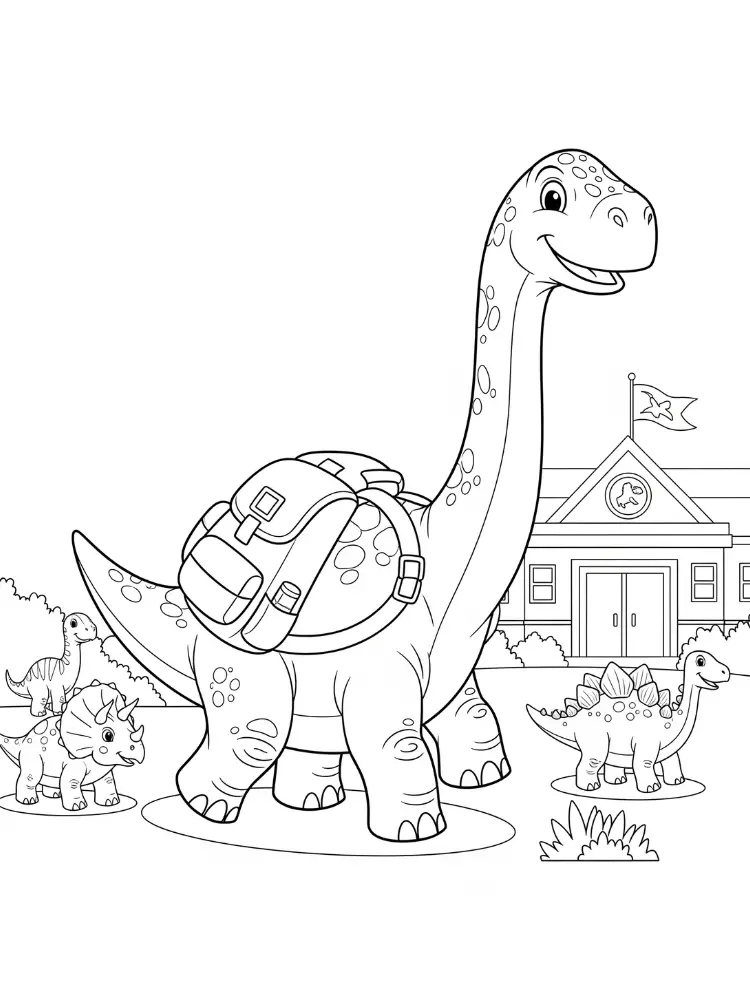 Kleurplaat Brontosaurus 21 brontosaurus naar school kleurplaat