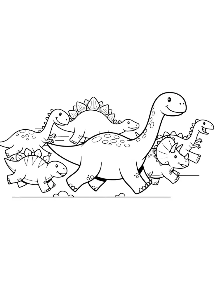 Kleurplaat Brontosaurus 19 brontosaurus ren met vrienden kleurplaat
