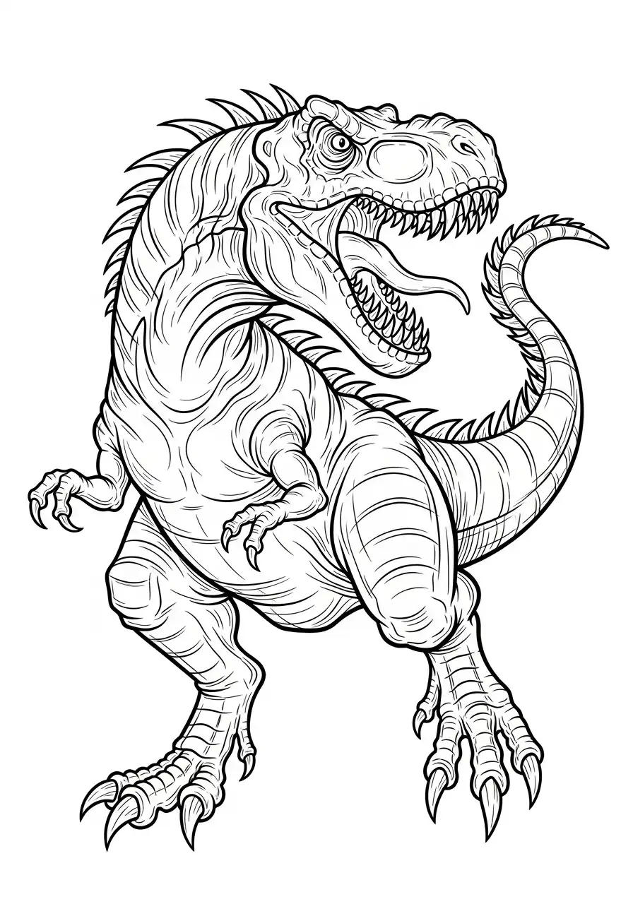 Dinosaurus kleurplaat 10 brullende t rex grote tanden kleurplaat