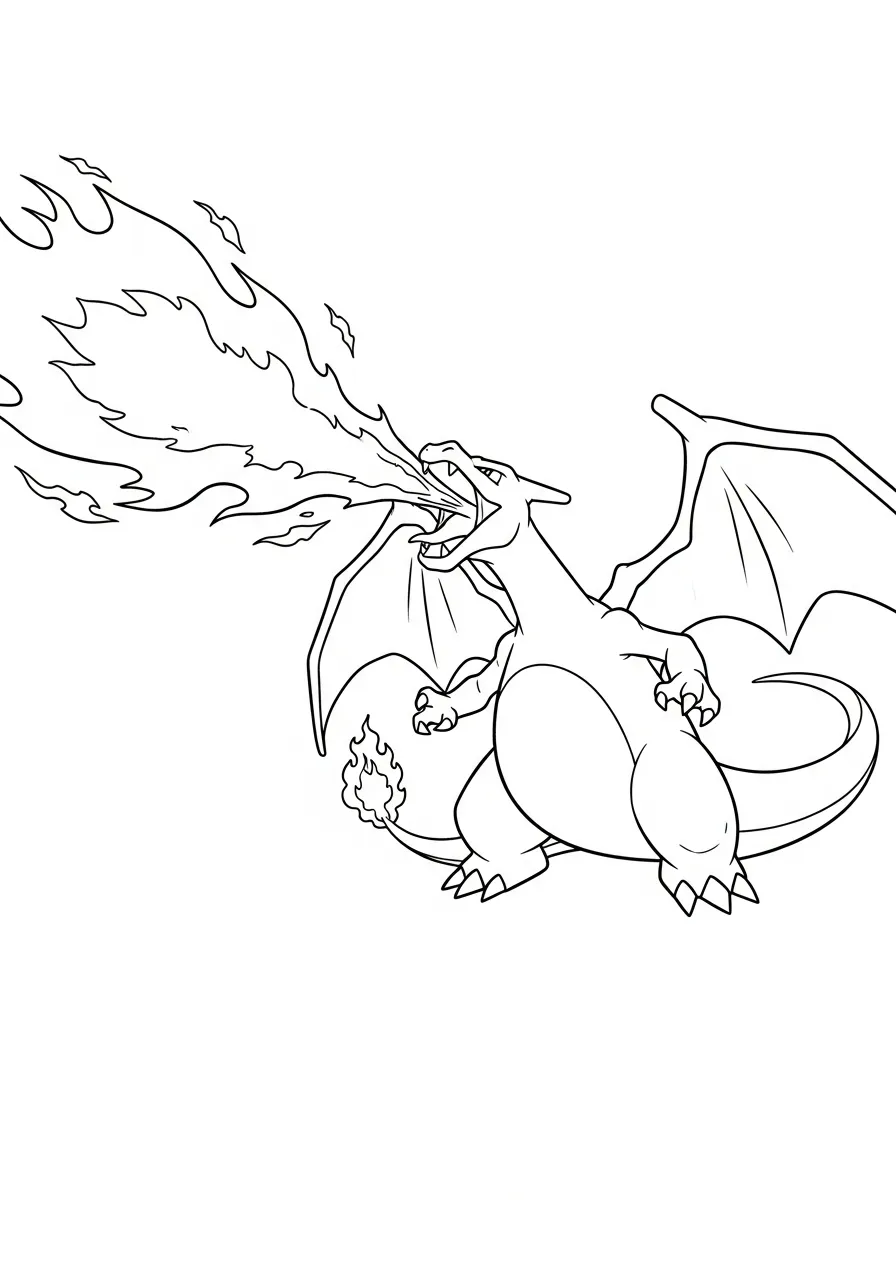 charizard spuwt vlammen kleurplaat