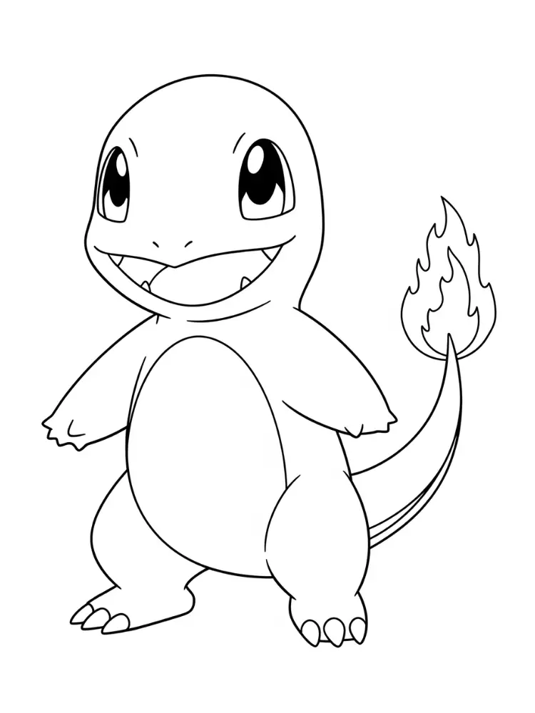 Charmander Kleurplaat 11 charmander glimlachend portret kleurplaat