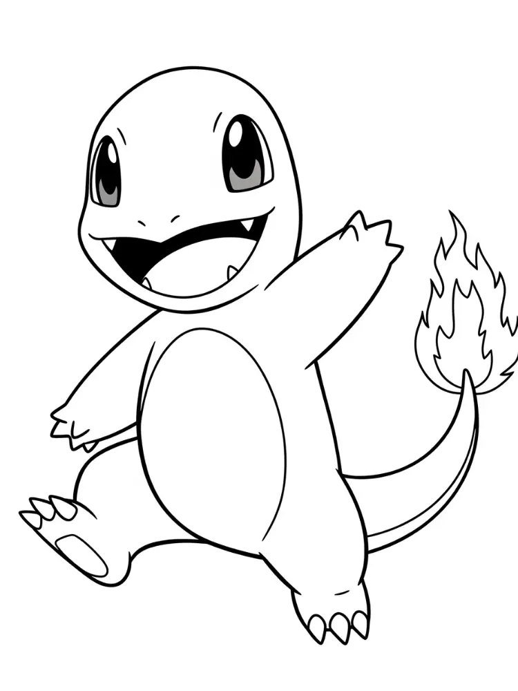 Charmander Kleurplaat 12 charmander huppelend blij kleurplaat