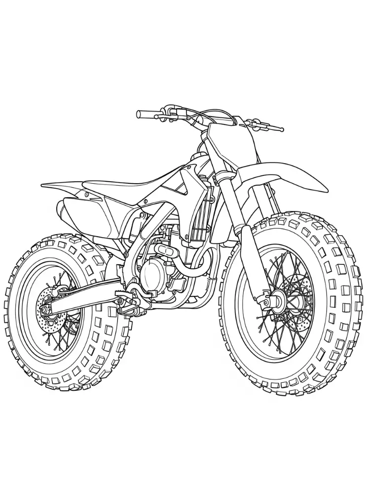 Kleurplaat Motor 12 crossmotor met dikke banden kleurplaat