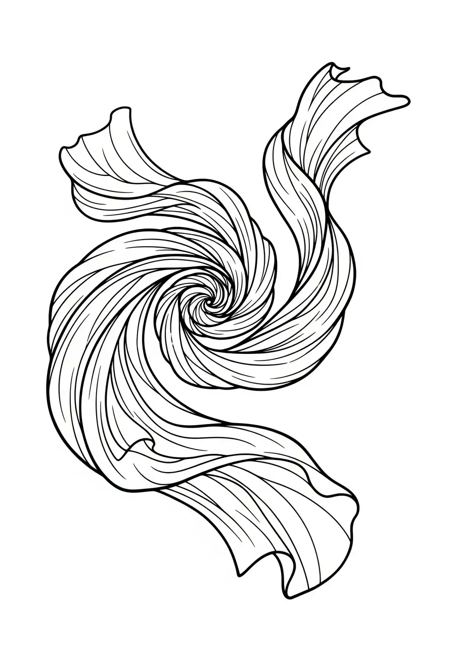 Kleurplaat Sjaal 9 dansende wervelende zijden doek kleurplaat