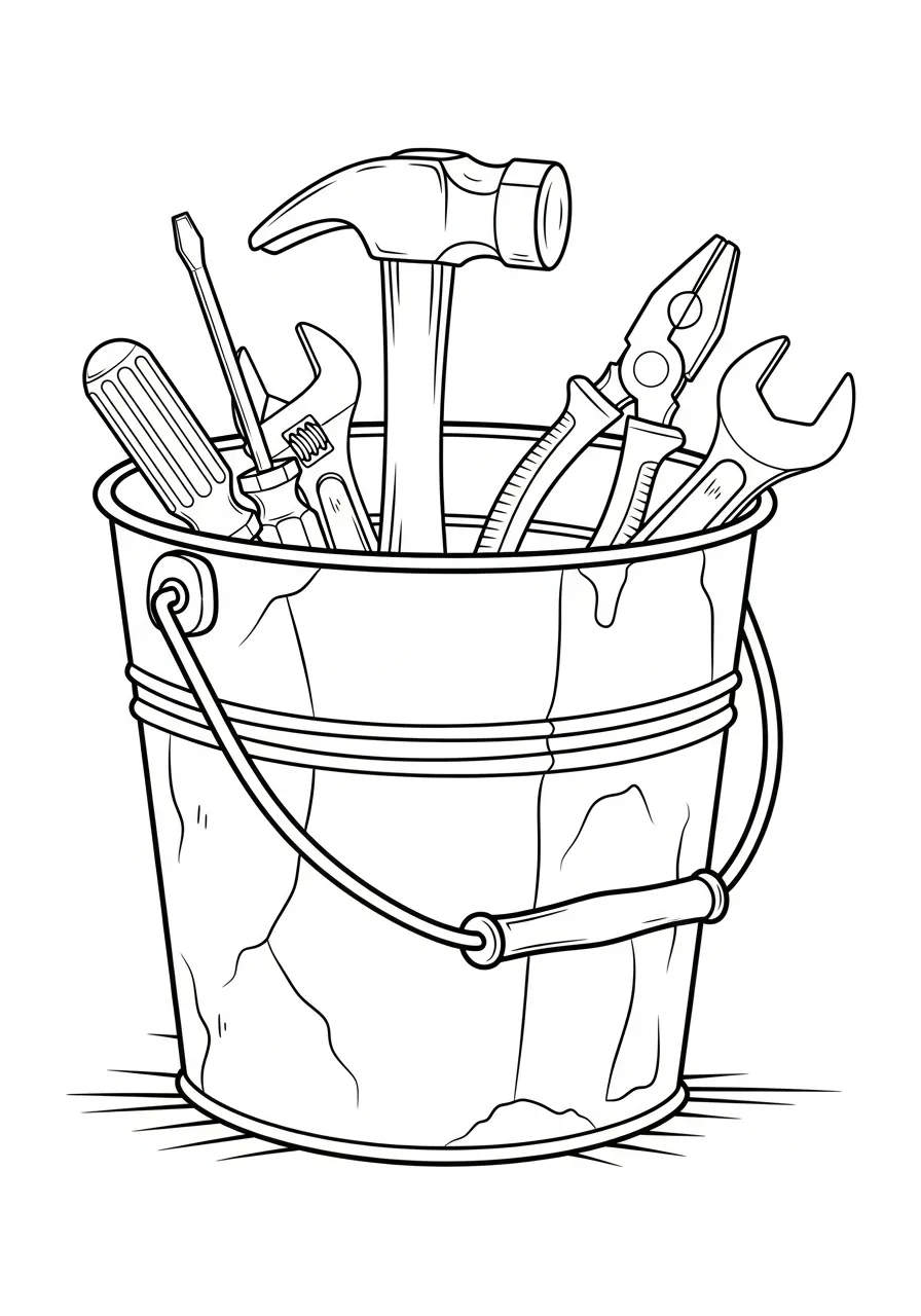 de stoere gereedschaps emmer kleurplaat