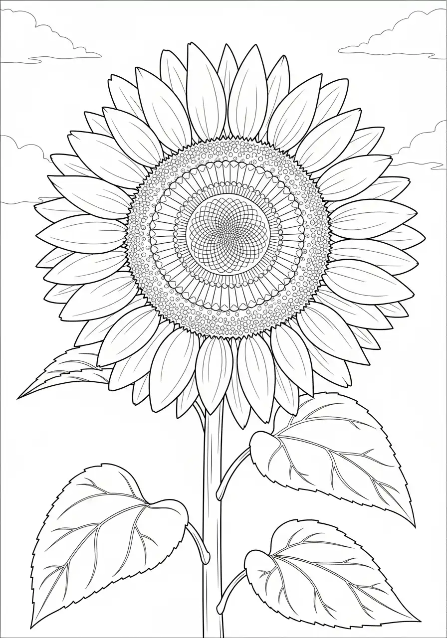 Kleurplaat Zonnebloem 8 grote zonnebloem in de tuin kleurplaat