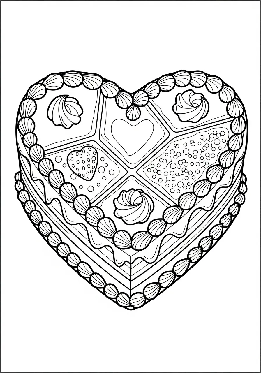 hartvormige taart vol liefde kleurplaat