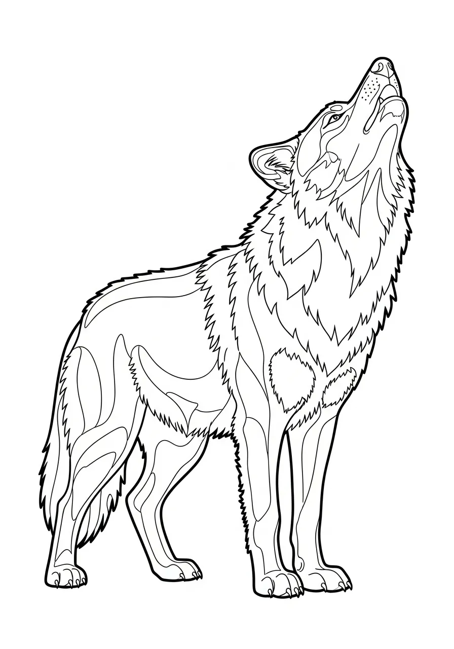 Wolf kleurplaat 8 huilende wolf kleurplaat