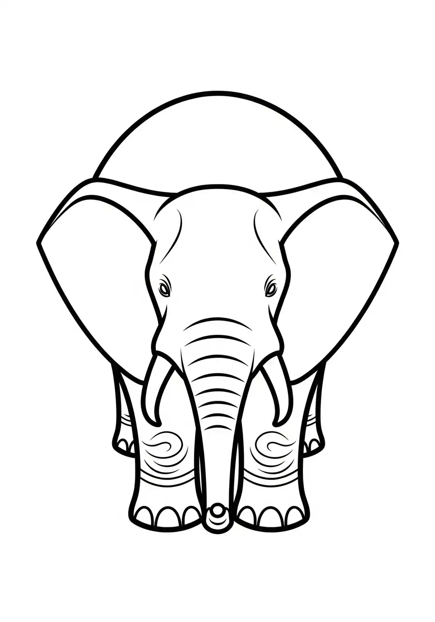 Kleurplaat olifant 8 imposante olifant vooraanzicht kleurplaat