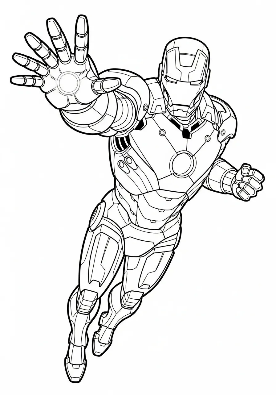 iron man in actiestand Kleurplaat