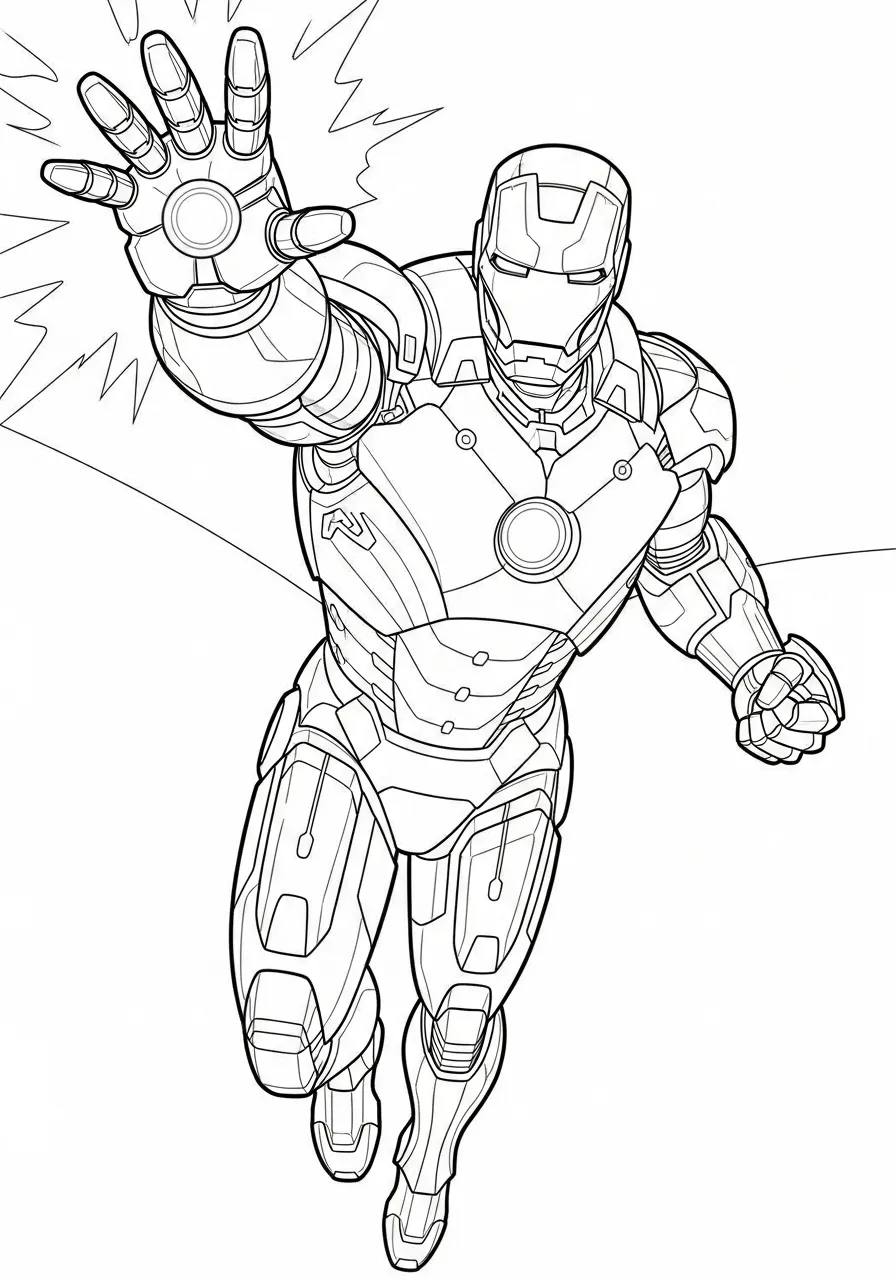 iron man vliegt naar voren Kleurplaat