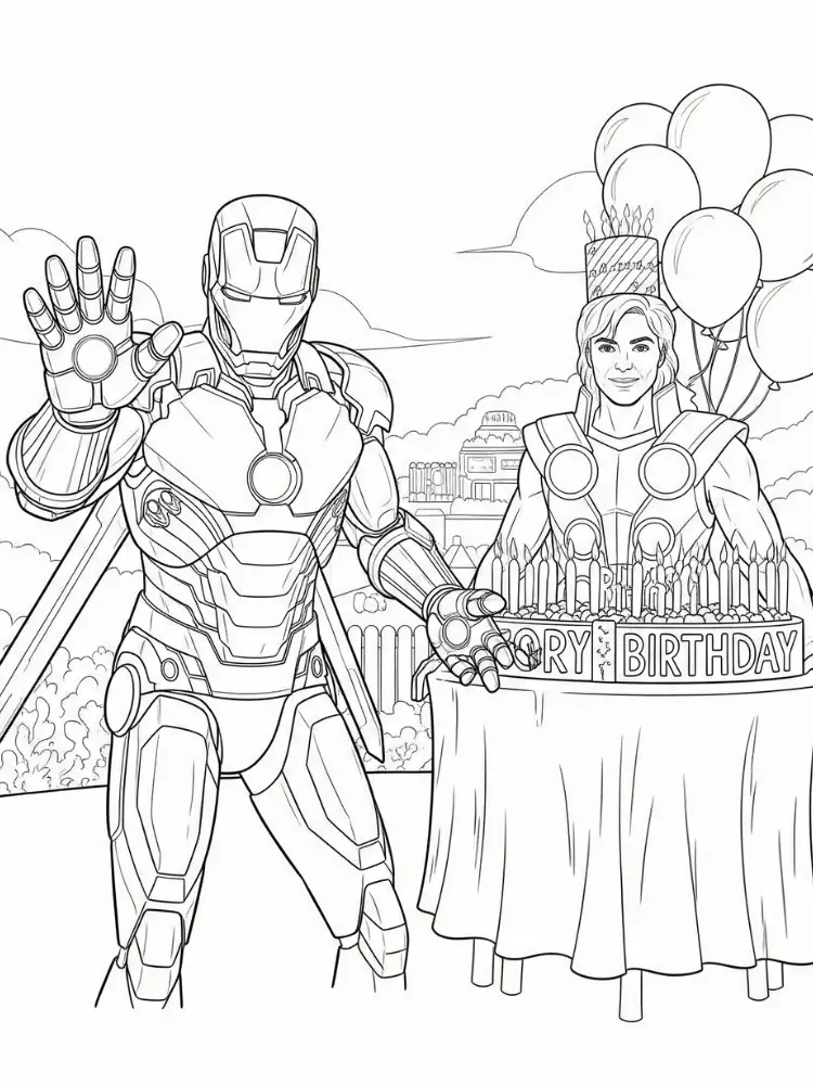 Kleurplaat Iron Man 12 ironman en thor verjaardagsfeest kleurplaat