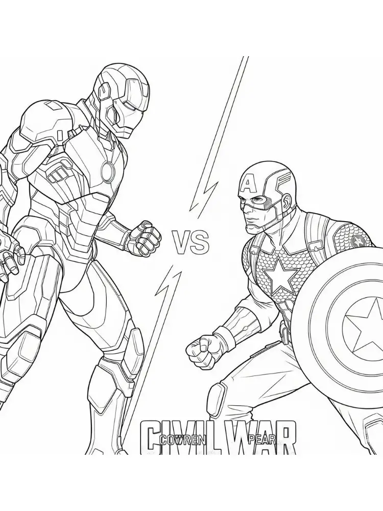 Kleurplaat Iron Man 17 ironman vs captain america kleurplaat