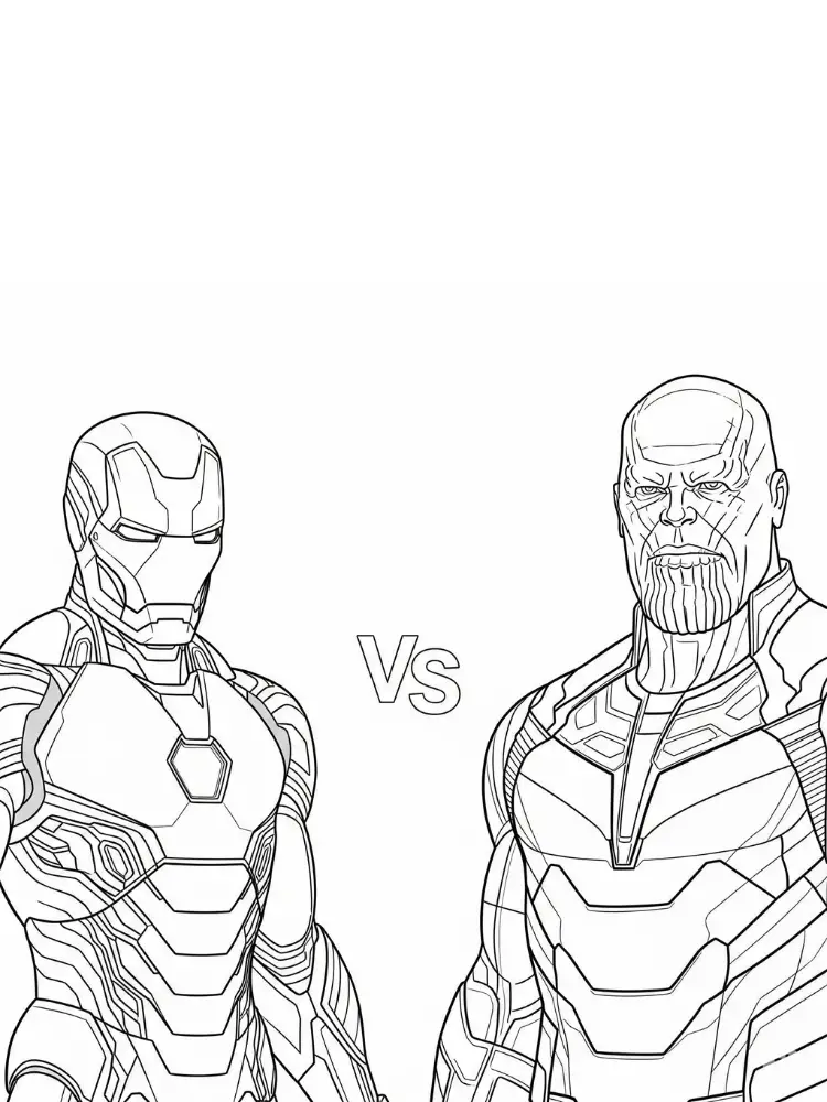 Kleurplaat Iron Man 16 ironman vs thanos episch gevecht kleurplaat