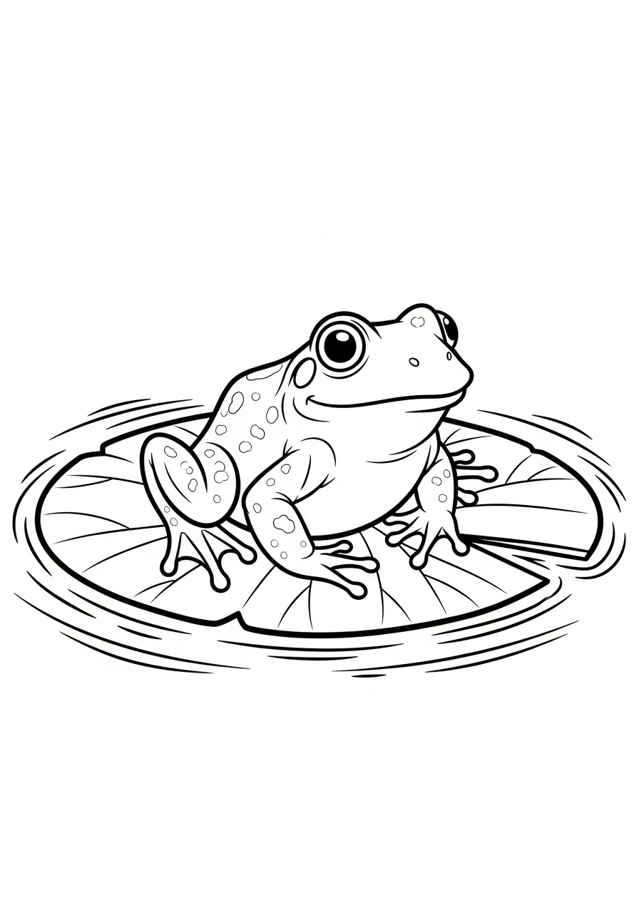 kikker op het lelieblad Kleurplaat