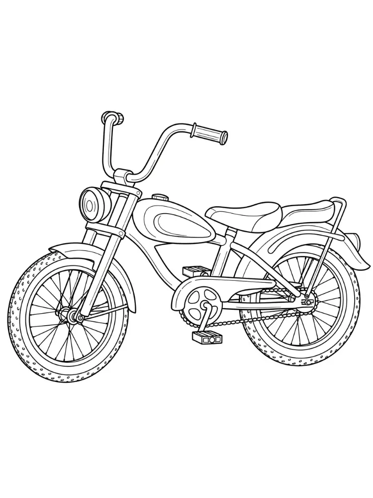 Kleurplaat Motor 13 kinderfiets met breed stuur kleurplaat
