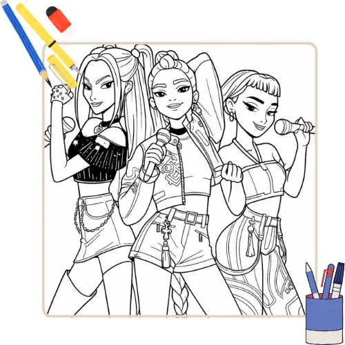 Kleurplaat Kpop Demon Hunters thumbnail