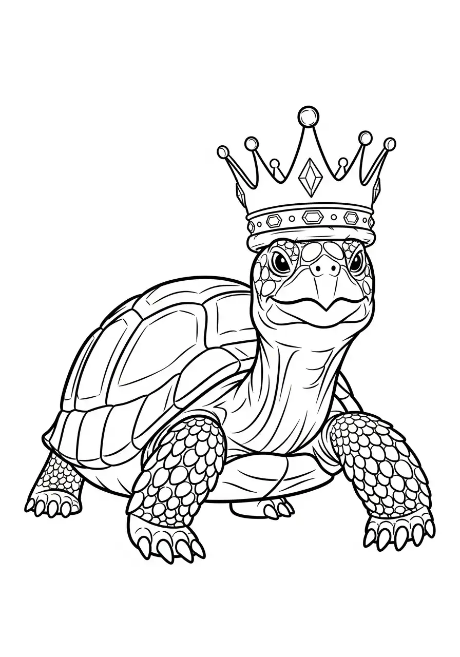 koninklijke schildpad met kroon kleurplaat