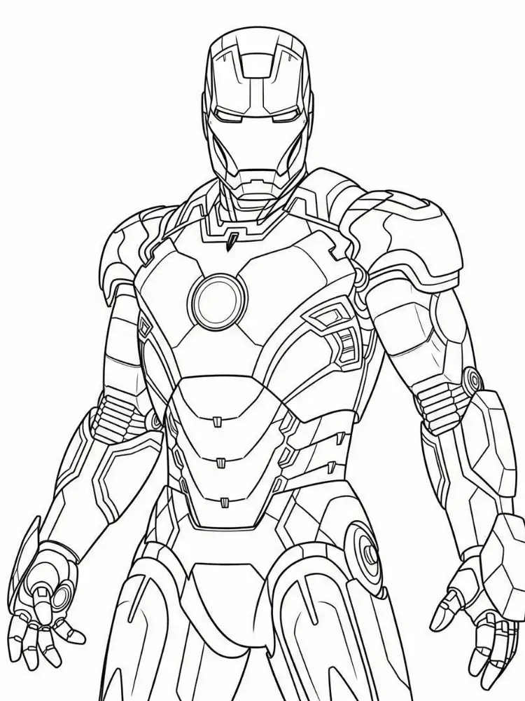 Kleurplaat Iron Man 15 krachtige ironman close up kleurplaat