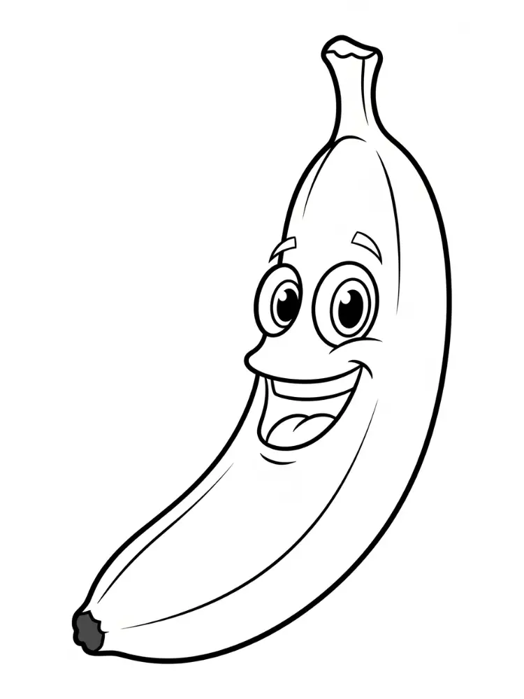 Banaan Kleurplaat 23 lachende banaan met grote ogen kleurplaat