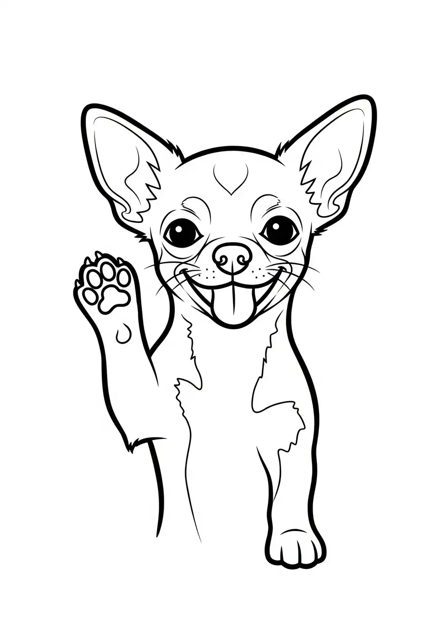 lachende chihuahua zwaaiend kleurplaat
