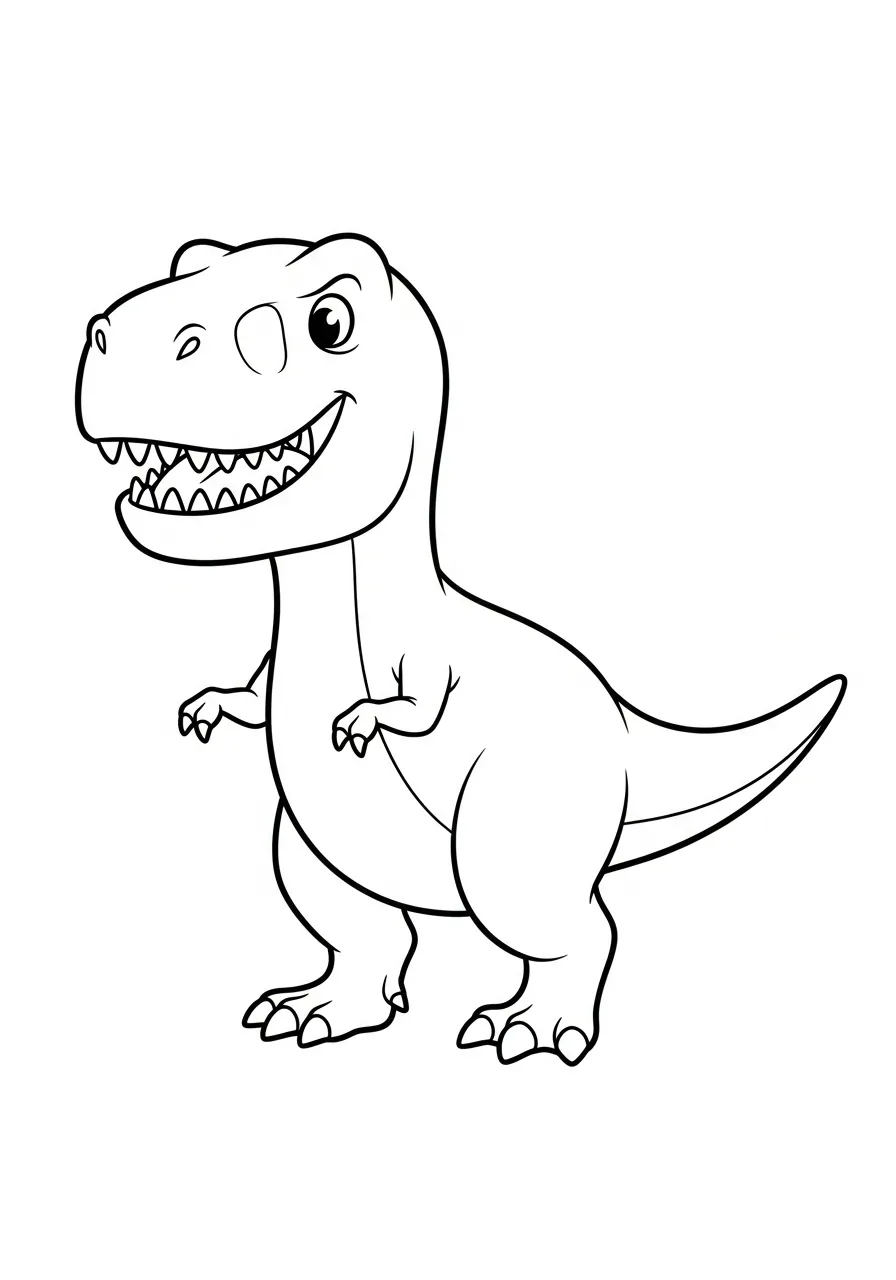 T-Rex kleurplaat 8 lieve t rex met een grote glimlach kleurplaat