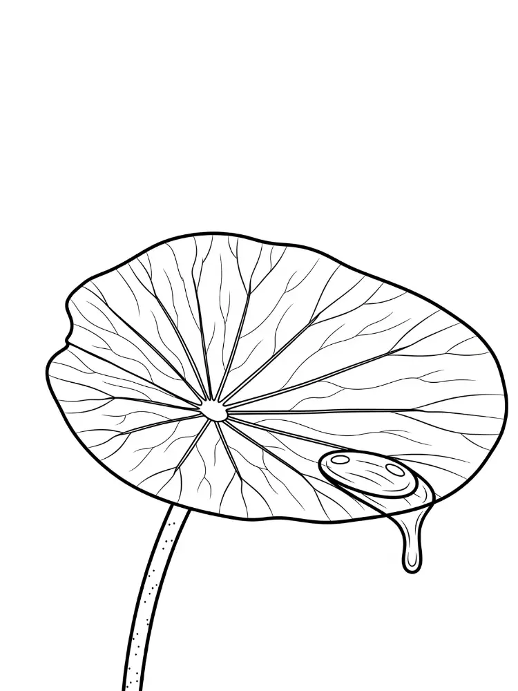 Lotus Kleurplaat 23 lotusblad met waterdruppel kleurplaat