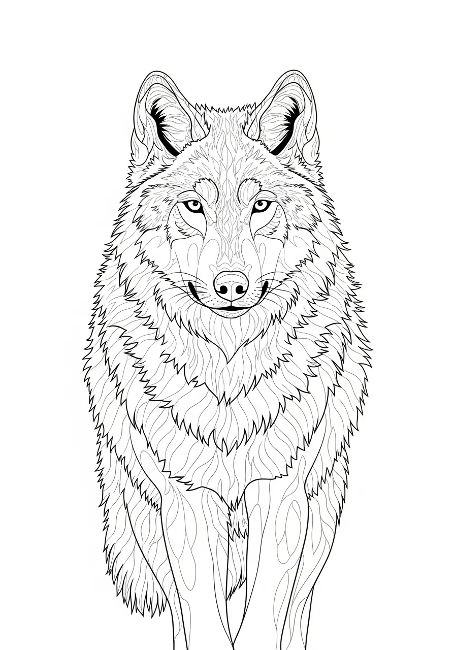 Wolf kleurplaat 9 majestueuze wolf kleurplaat