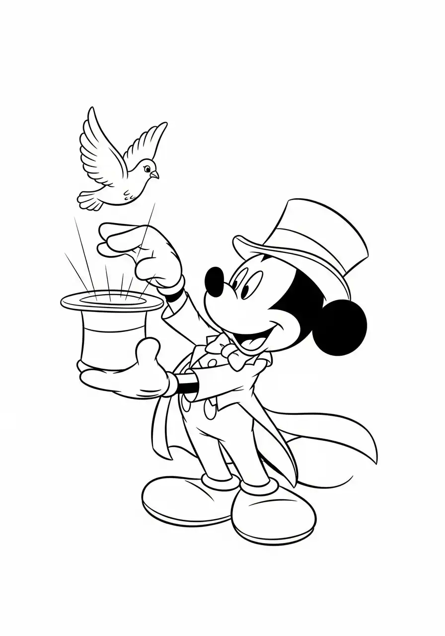 mickey mouse tovenaar duif hoed kleurplaat