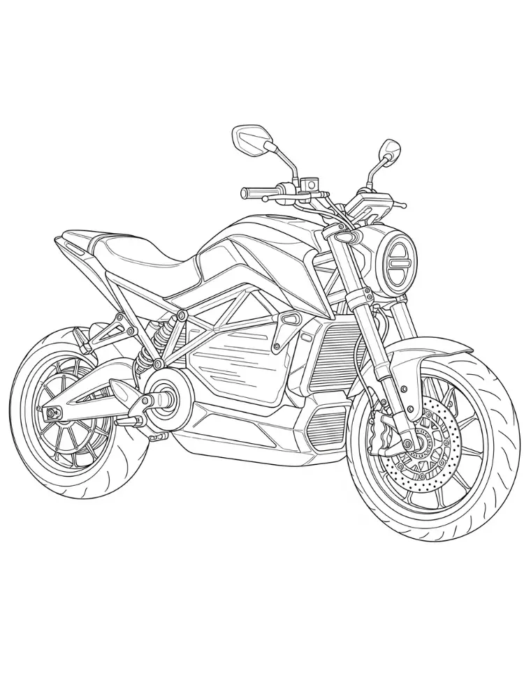Kleurplaat Motor 21 moderne elektrische motorfiets kleurplaat