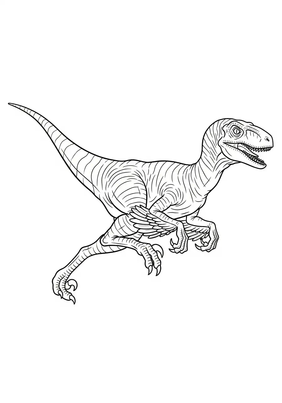 Dinosaurus kleurplaat 9 rennende velociraptor klauwen kleurplaat