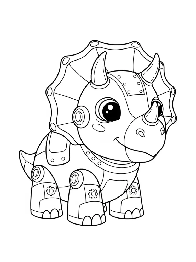 Kleurplaat Triceratops 30 robot triceratops schattig kleurplaat
