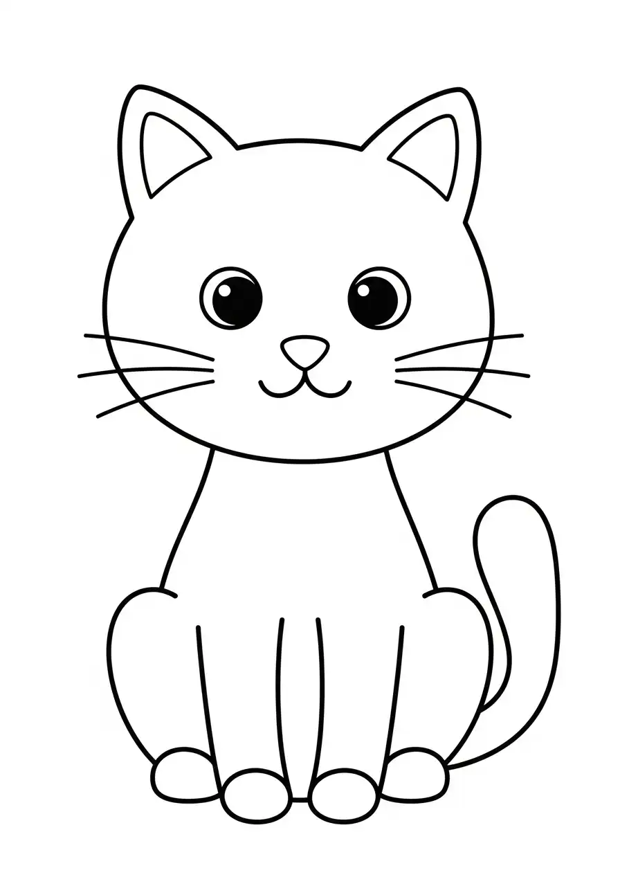 simpele schattige poes zittend kleurplaat