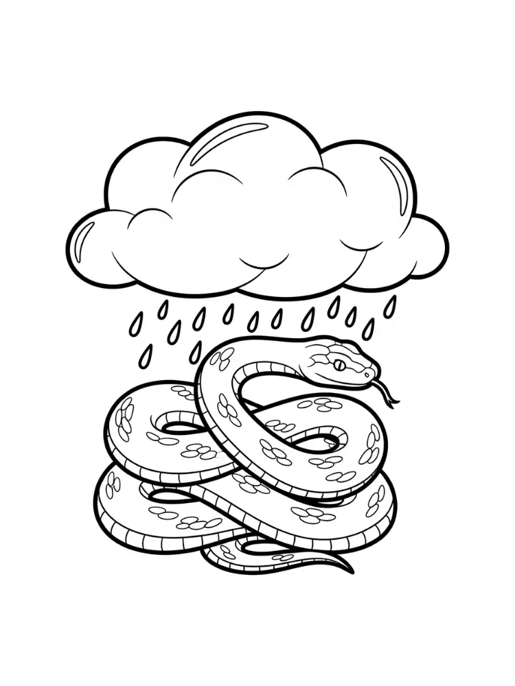 Kleurplaat Slang 19 slang onder de regen kleurplaat
